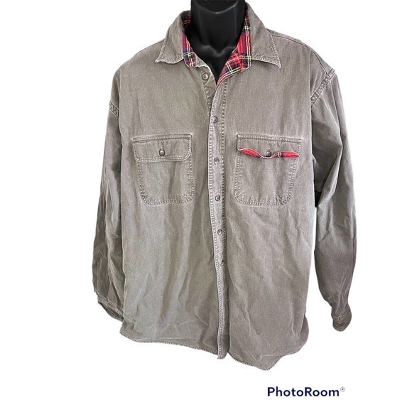 Vintage LL Bean Flannel Lined‎ Shirt Jacket XL Green Shacket Made In The USA